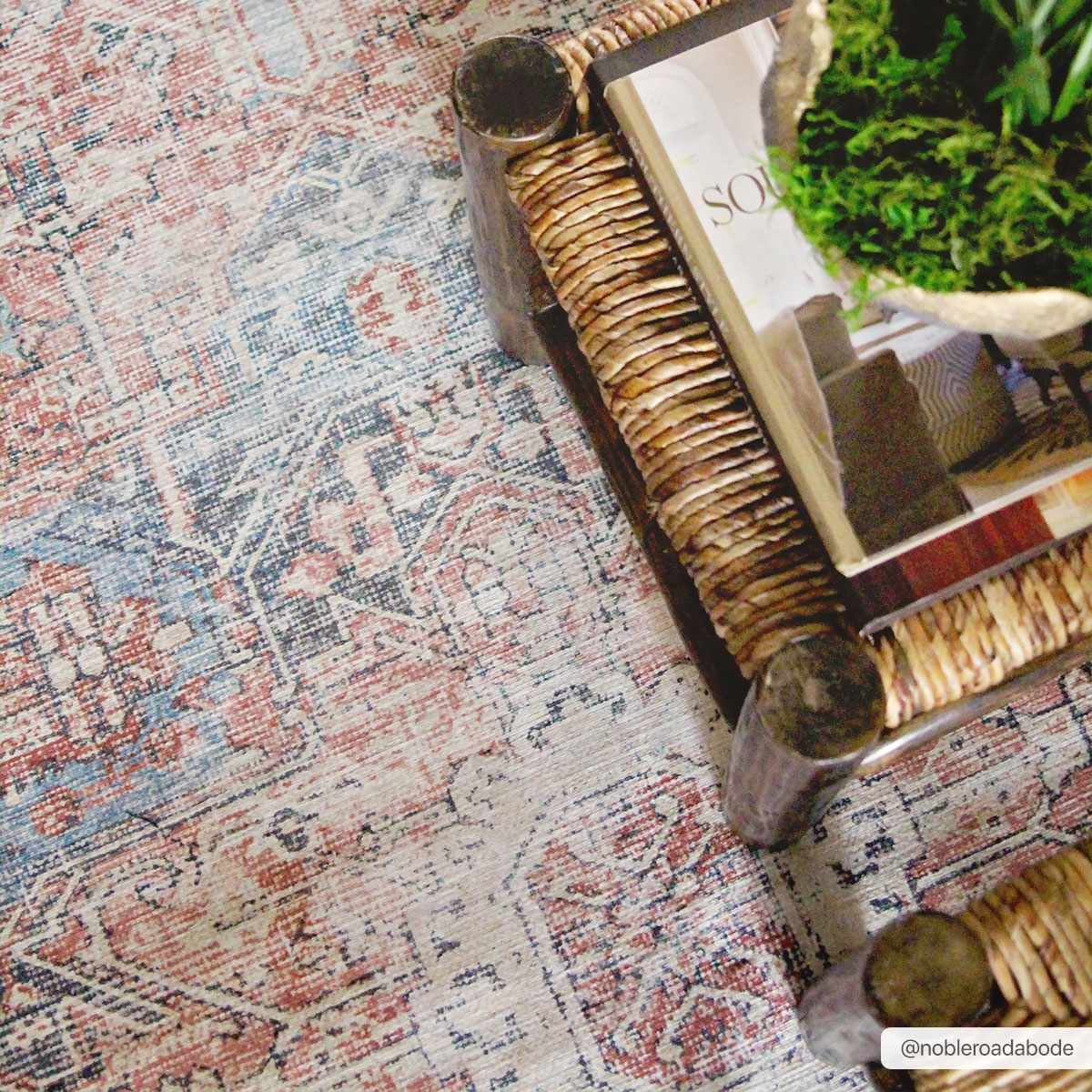 Rosman Distressed Washable Area Rug | Vintage Bohemian Rug – Boutique Rugs