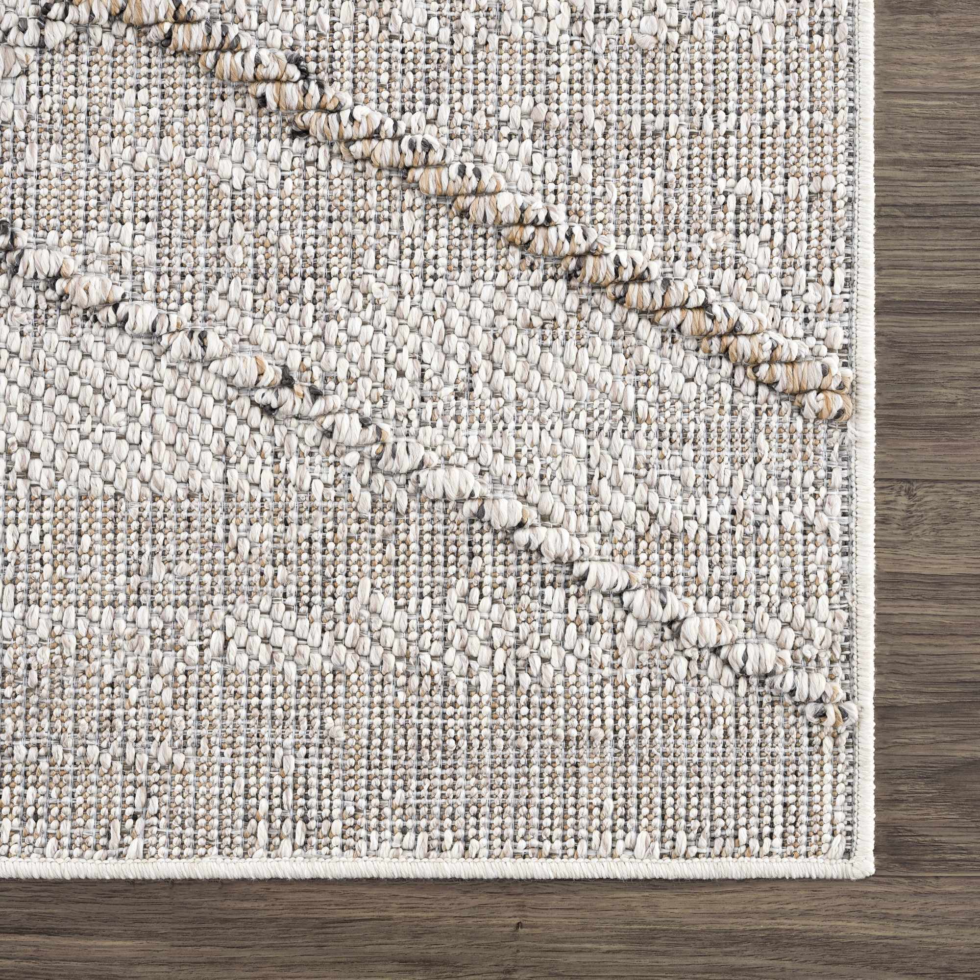 Baqer Bone & Tan Indoor/Outdoor Area Rug | Crosshatch Design