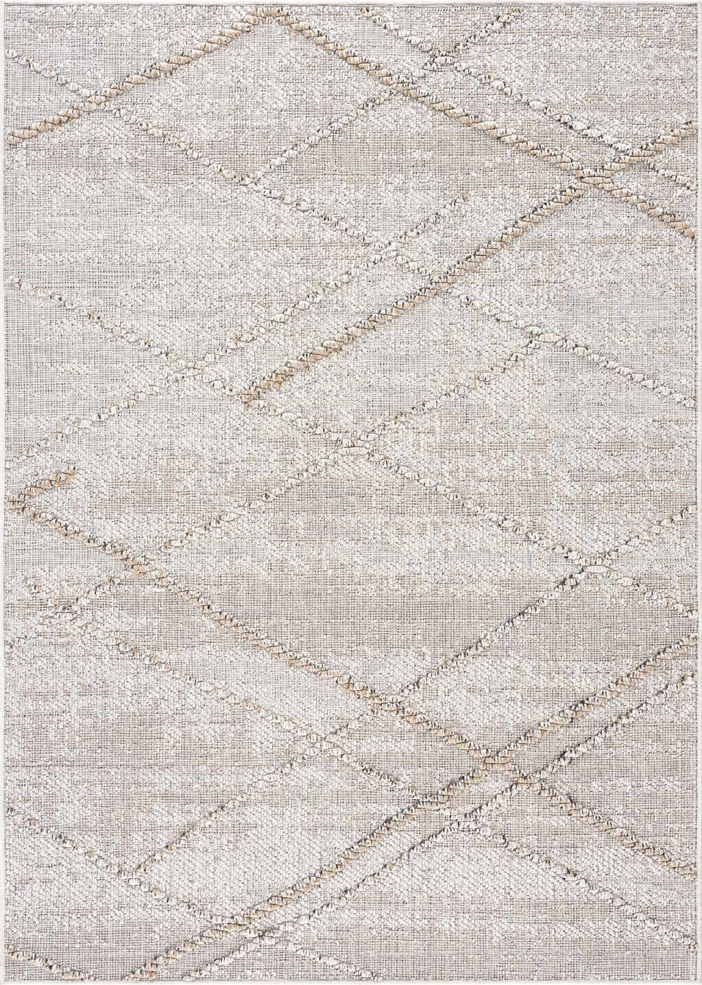 Baqer Bone & Tan Indoor/Outdoor Area Rug | Crosshatch Design