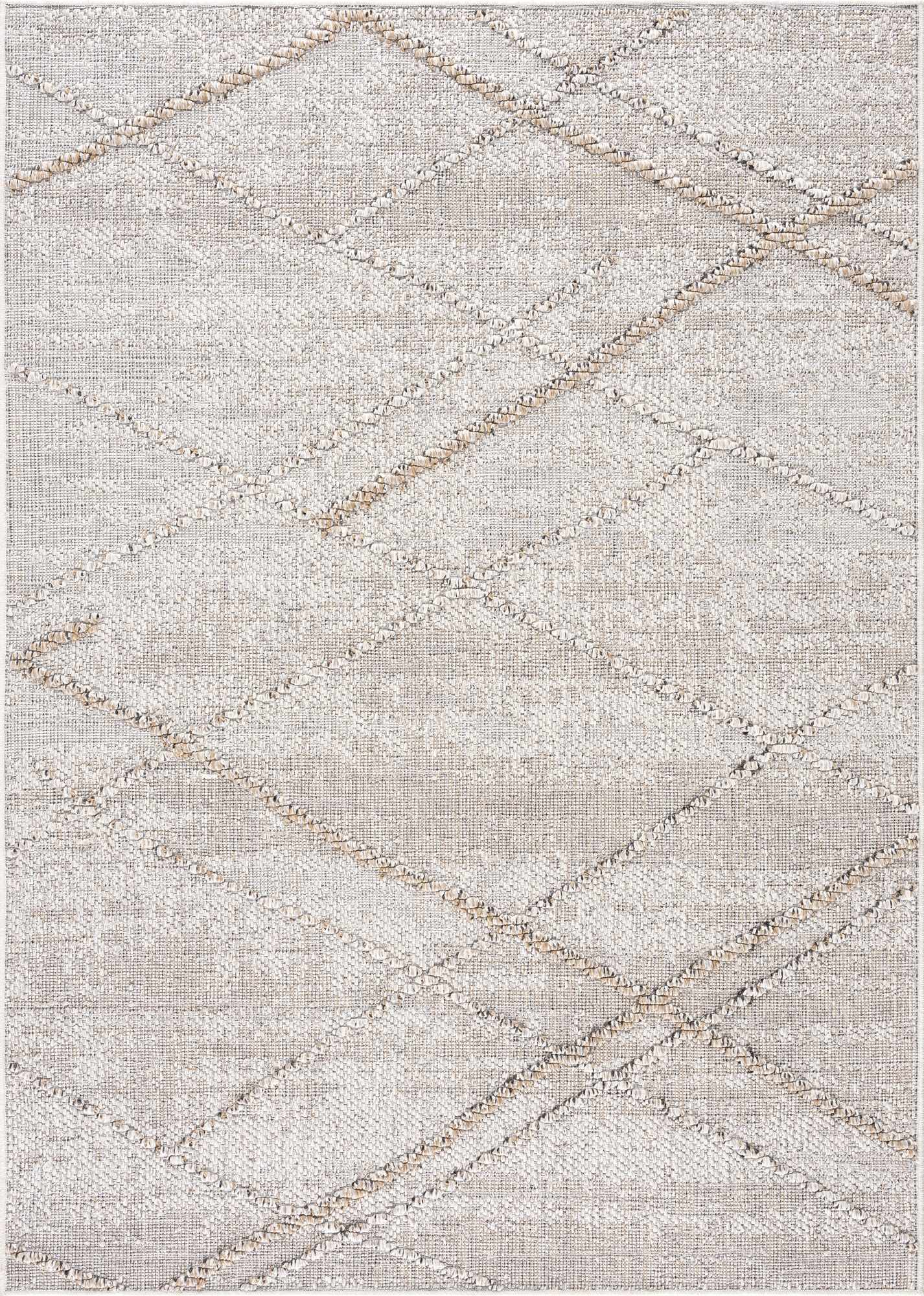 Baqer Bone & Tan Indoor/Outdoor Area Rug | Crosshatch Design