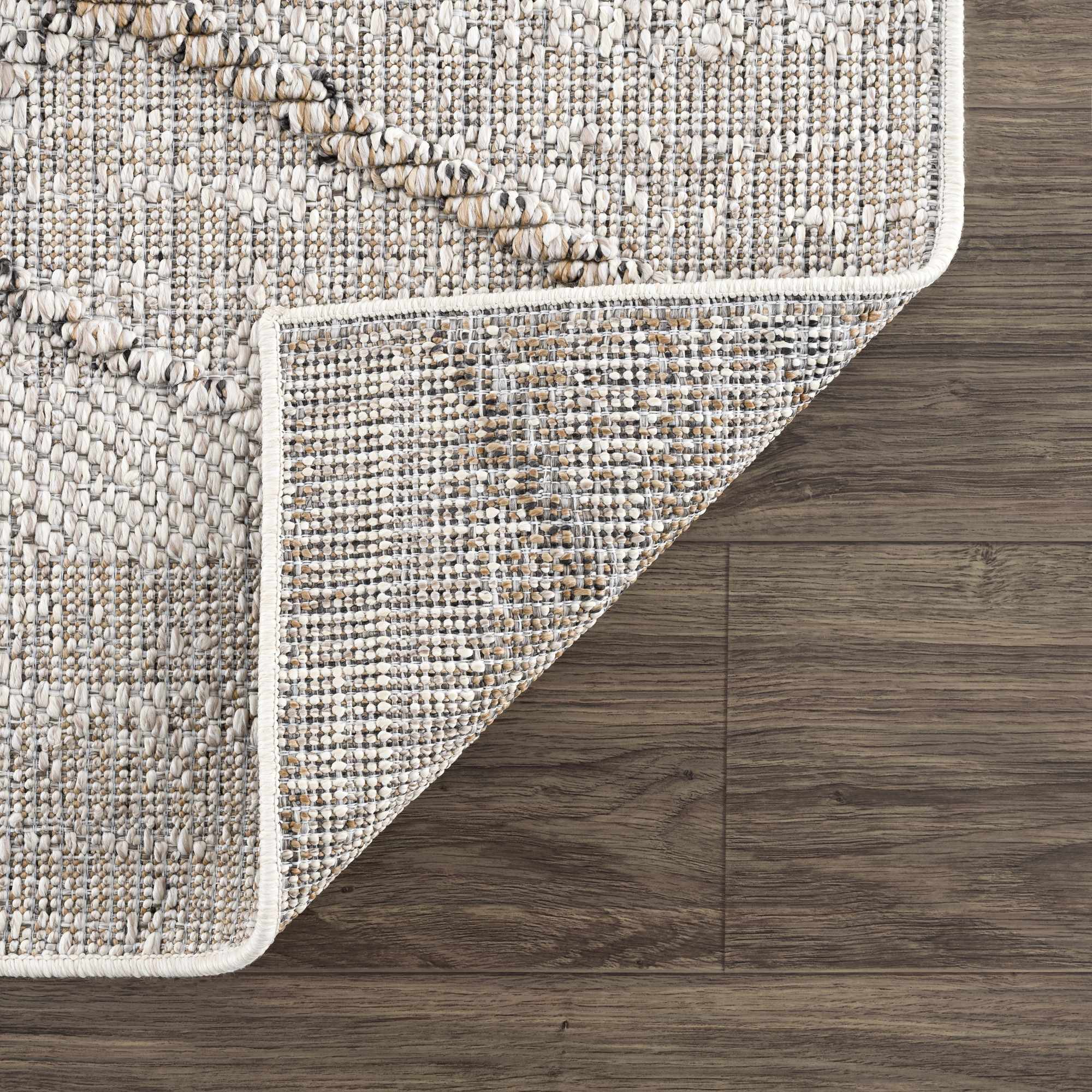 Baqer Bone & Tan Indoor/Outdoor Area Rug | Crosshatch Design