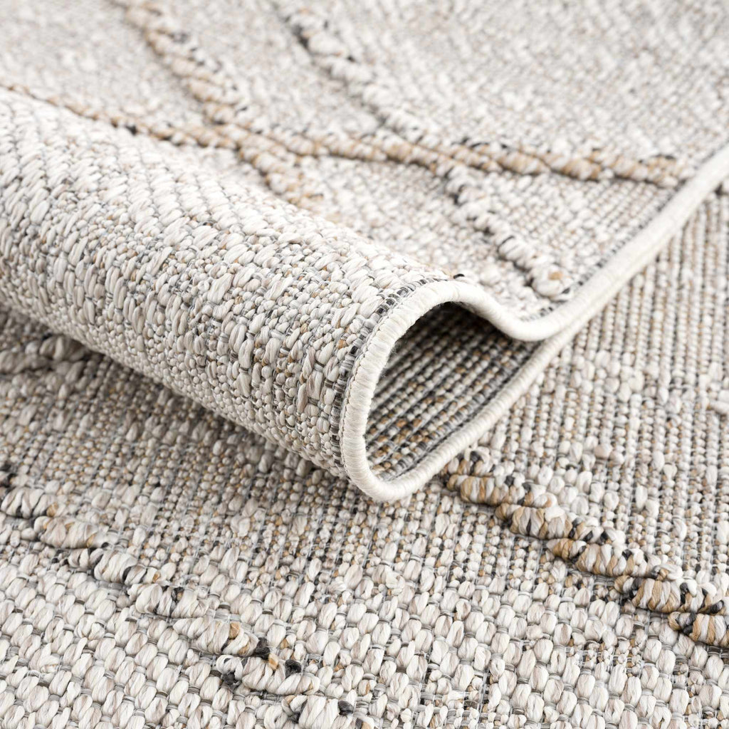 Baqer Bone & Tan Indoor/Outdoor Area Rug | Crosshatch Design