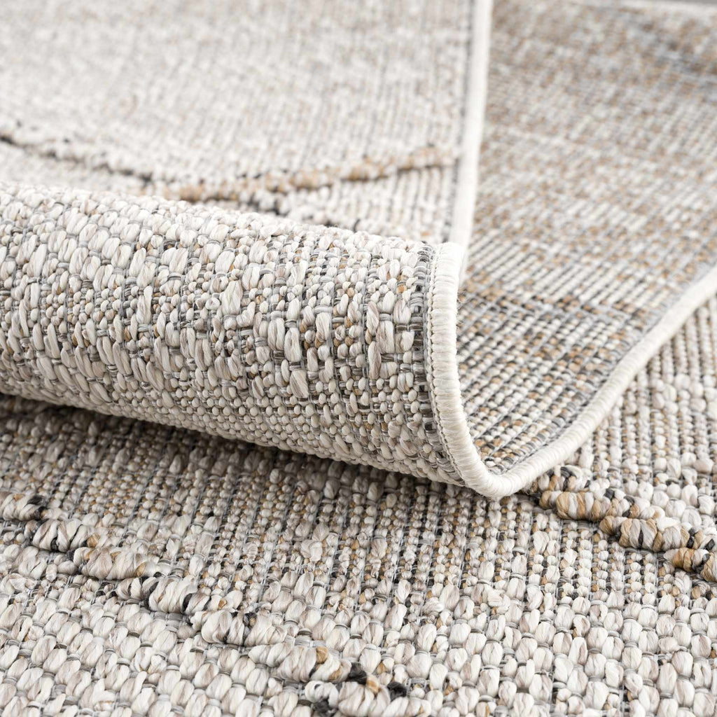 Baqer Bone & Tan Indoor/Outdoor Area Rug | Crosshatch Design