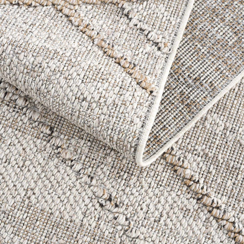 Baqer Bone & Tan Indoor/Outdoor Area Rug | Crosshatch Design
