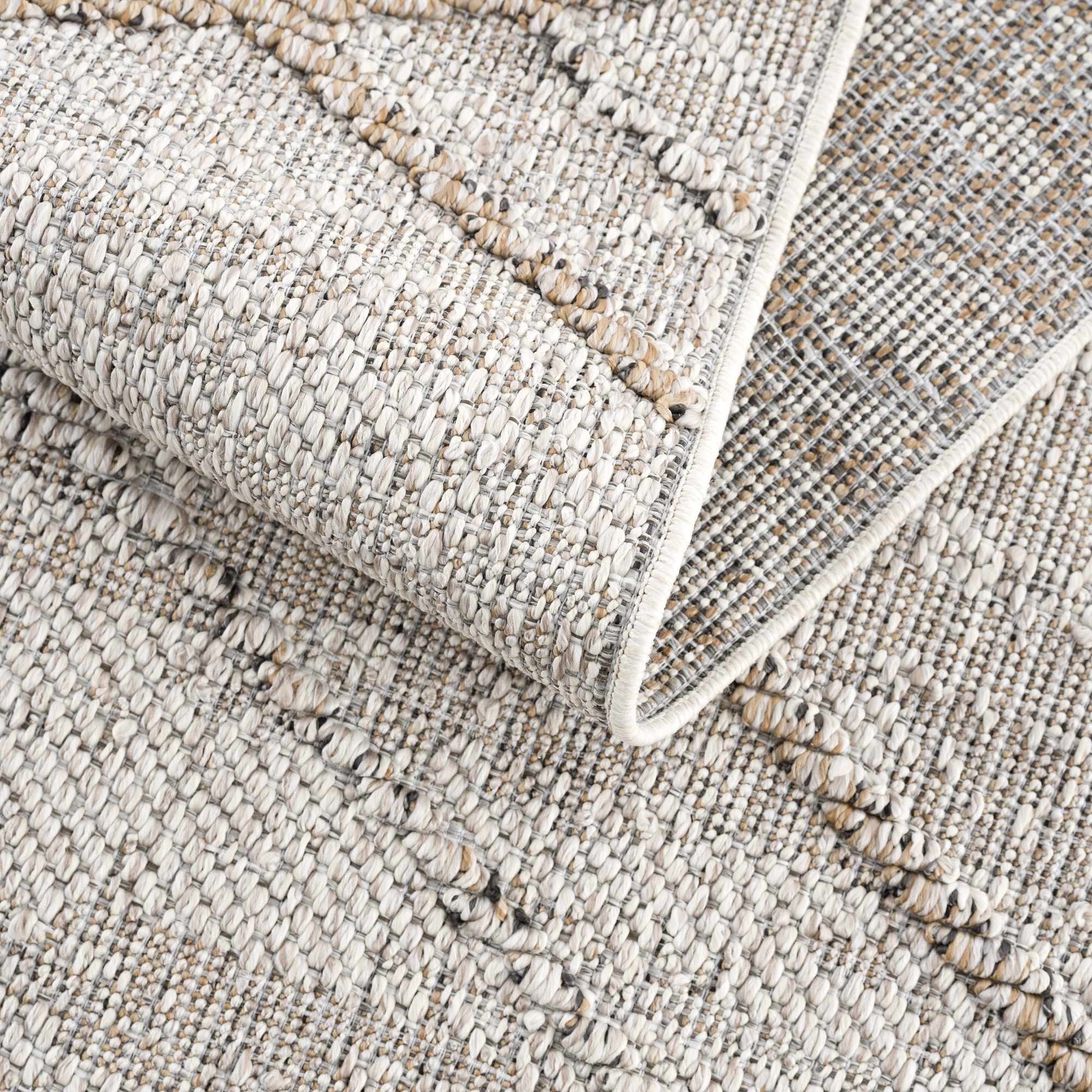 Baqer Bone & Tan Indoor/Outdoor Area Rug | Crosshatch Design