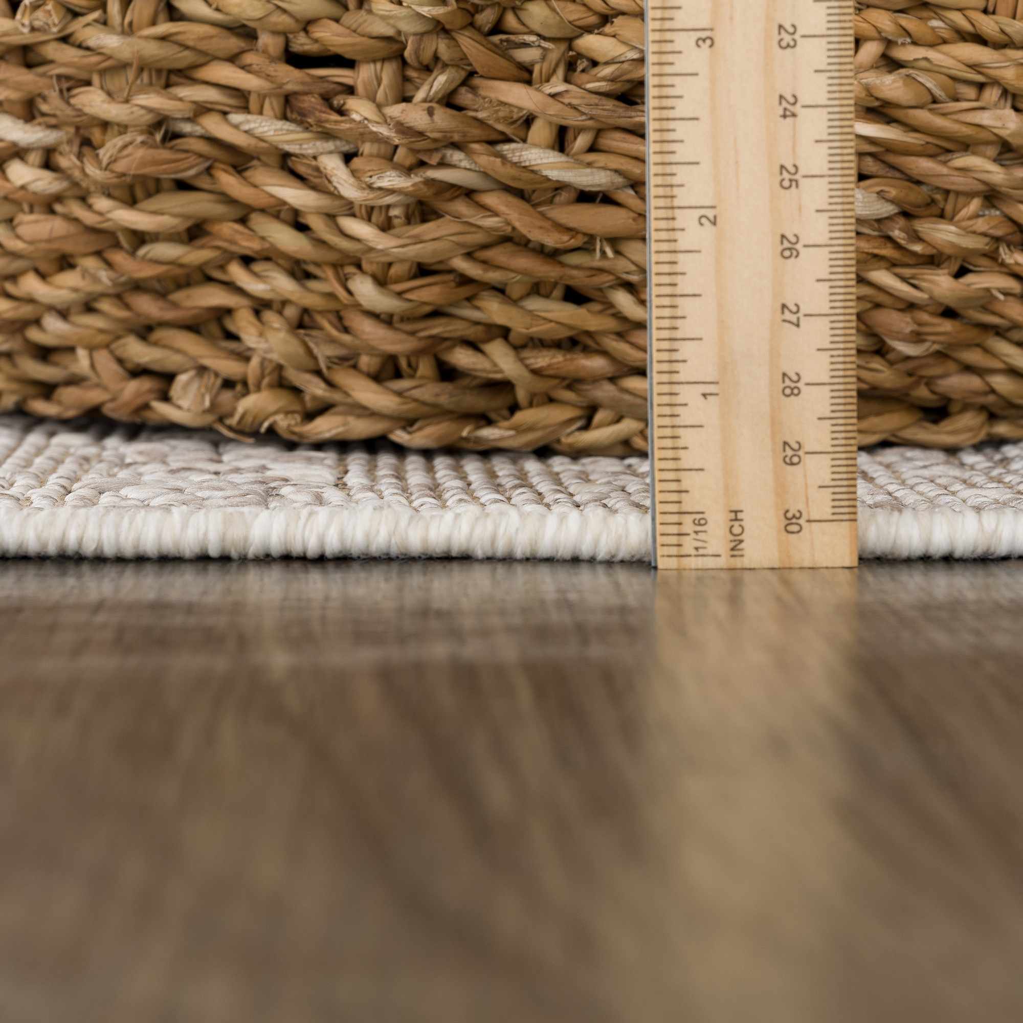 Baqer Bone & Tan Indoor/Outdoor Area Rug | Crosshatch Design