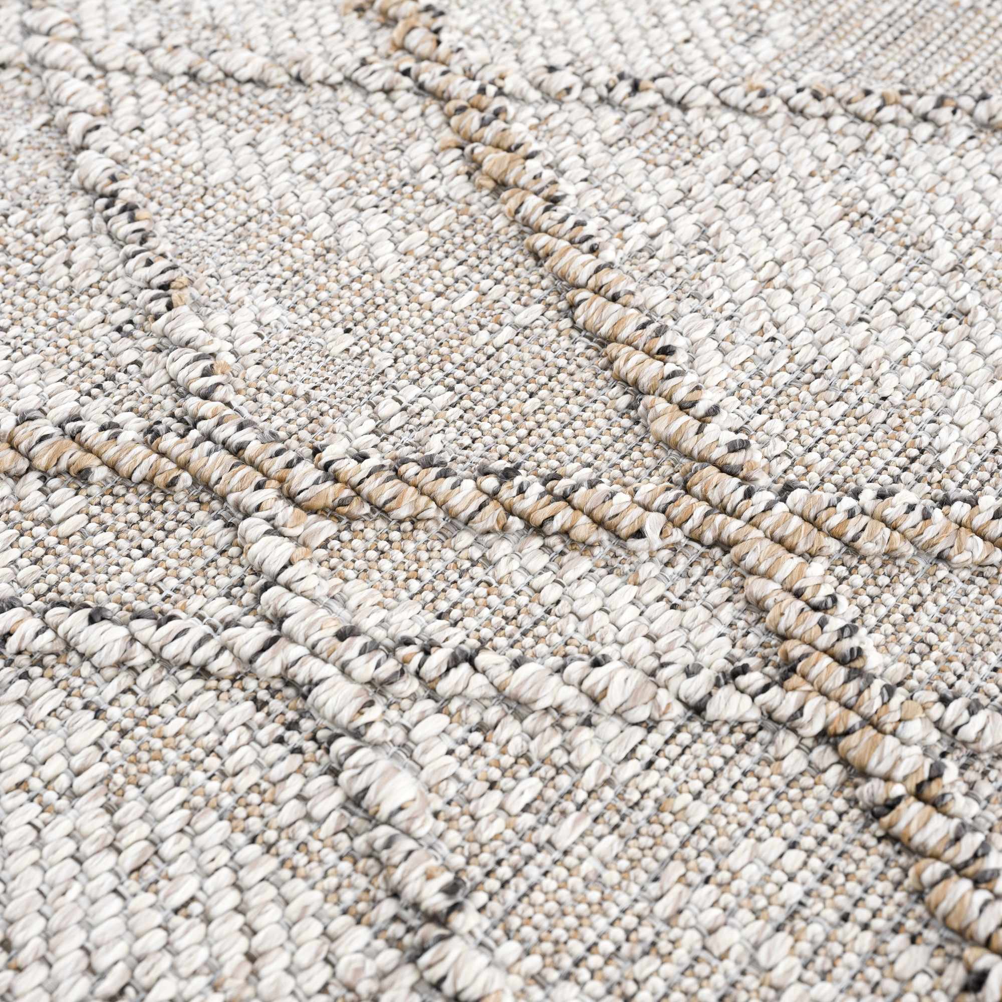 Baqer Bone & Tan Indoor/Outdoor Area Rug | Crosshatch Design