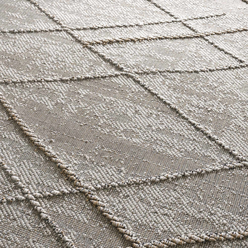Baqer Bone & Tan Indoor/Outdoor Area Rug | Crosshatch Design