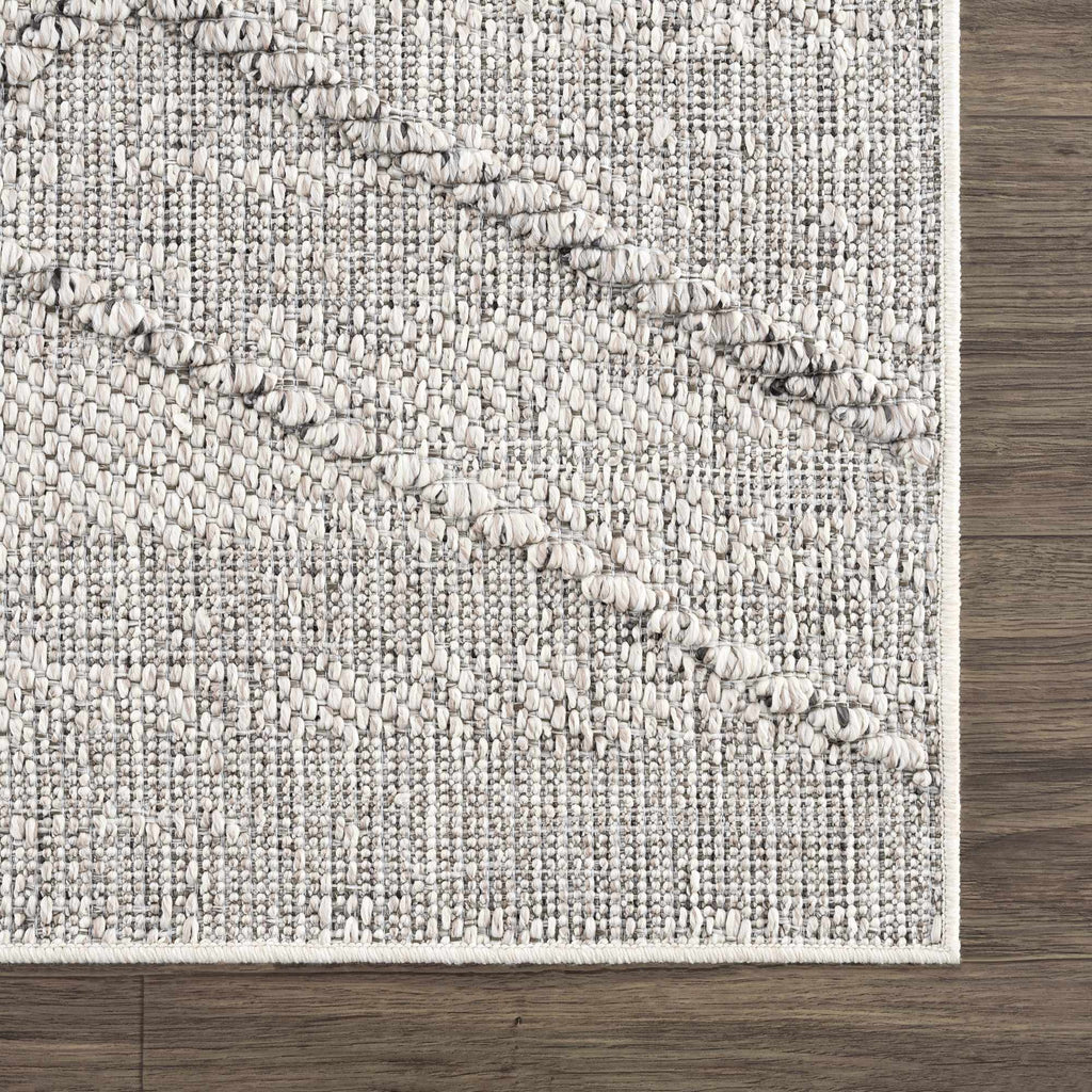 Baqer Bone & Taupe Indoor/Outdoor Area Rug | Crosshatch Design – Hauteloom