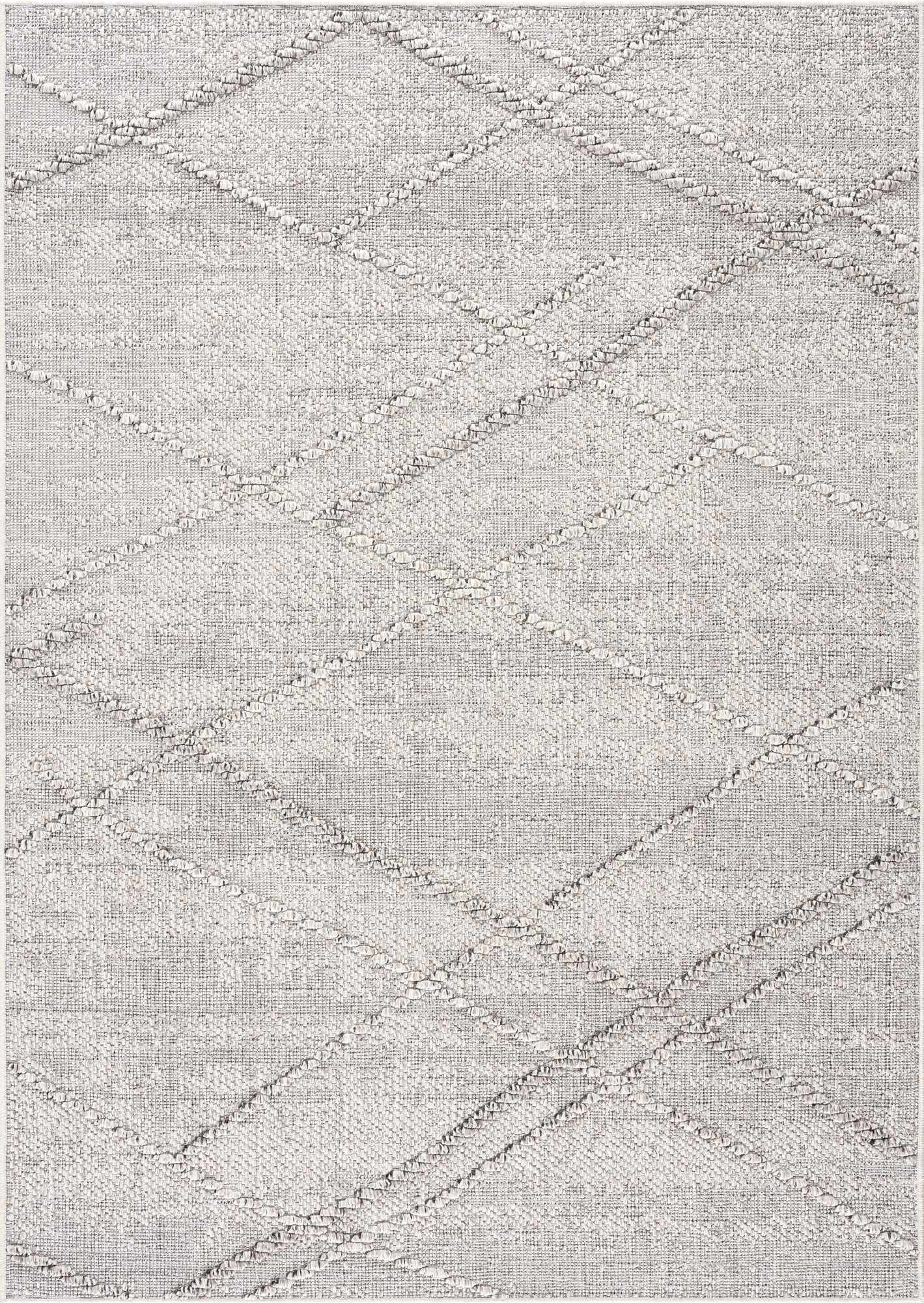 Baqer Bone & Taupe Indoor/Outdoor Area Rug | Crosshatch Design – Hauteloom