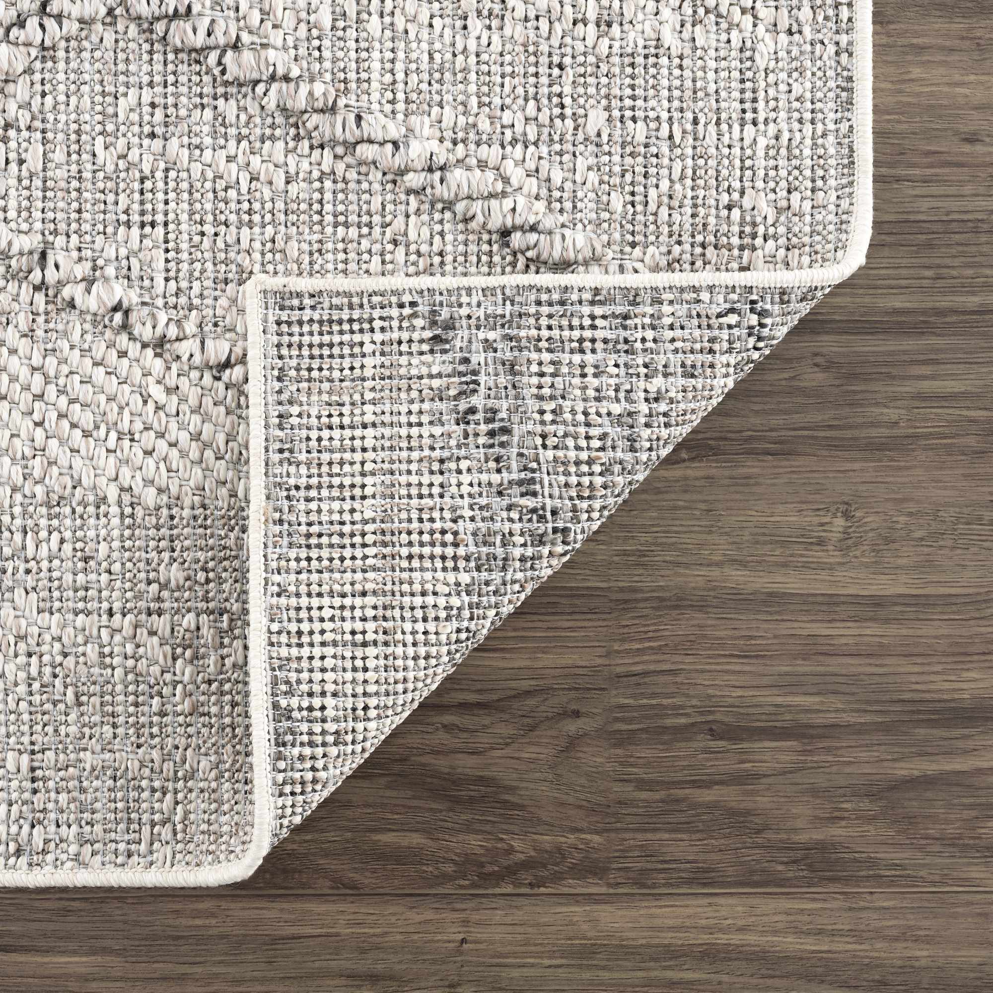 Baqer Bone & Taupe Indoor/Outdoor Area Rug | Crosshatch Design – Hauteloom