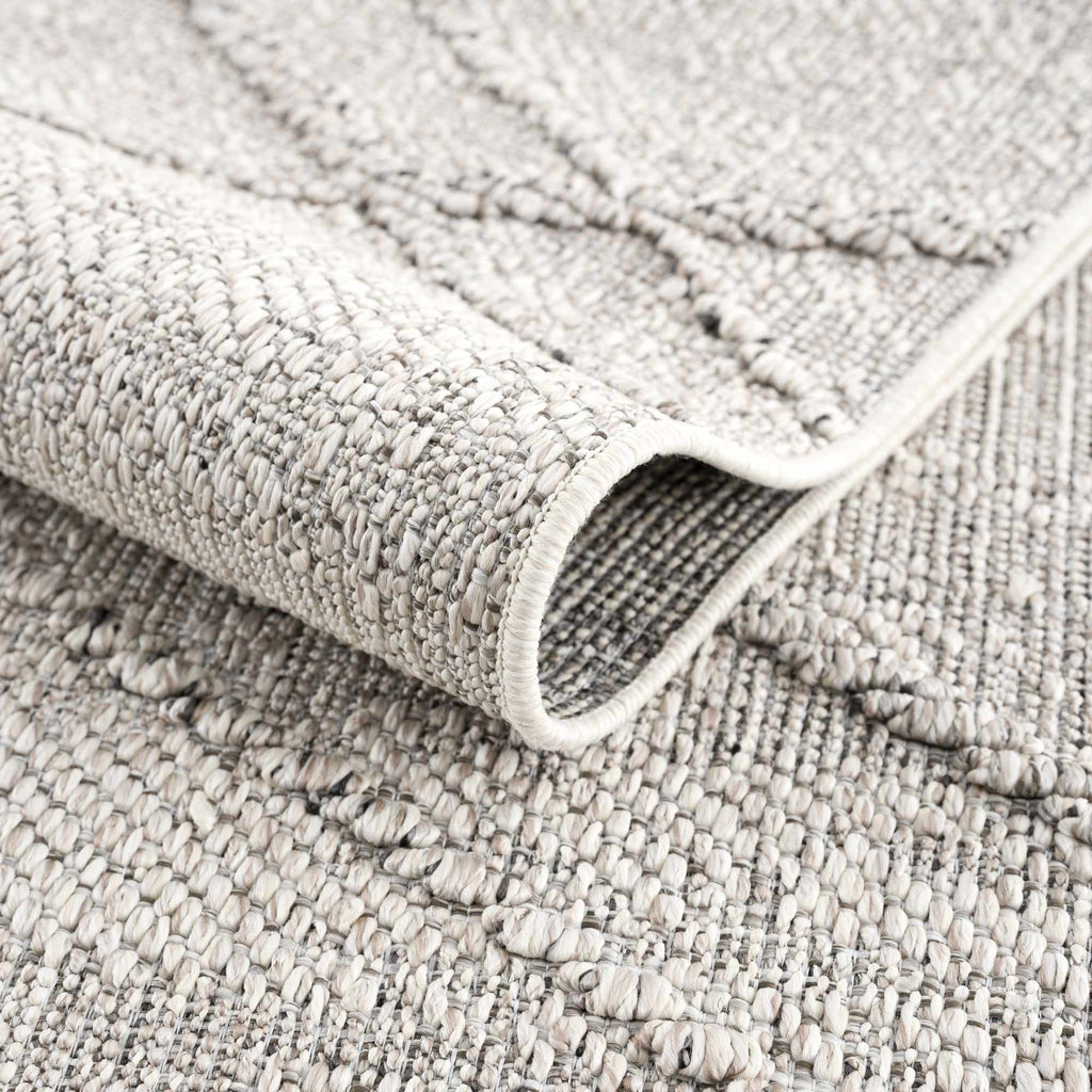 Baqer Bone & Taupe Indoor/Outdoor Area Rug | Crosshatch Design – Hauteloom