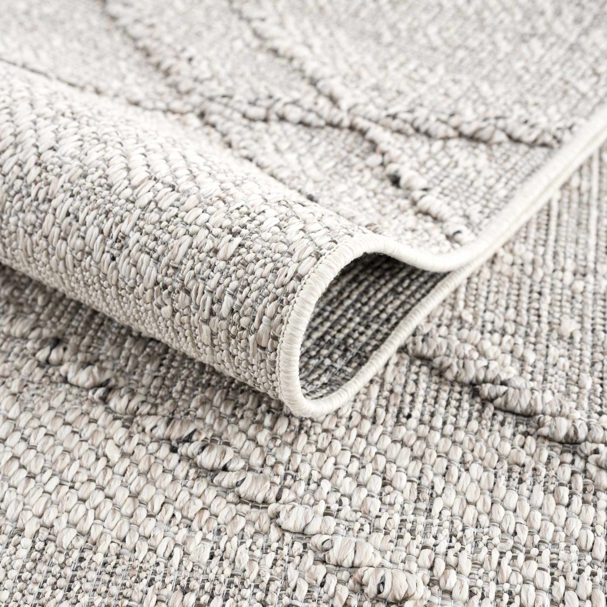 Baqer Bone & Taupe Indoor/Outdoor Area Rug | Crosshatch Design – Hauteloom