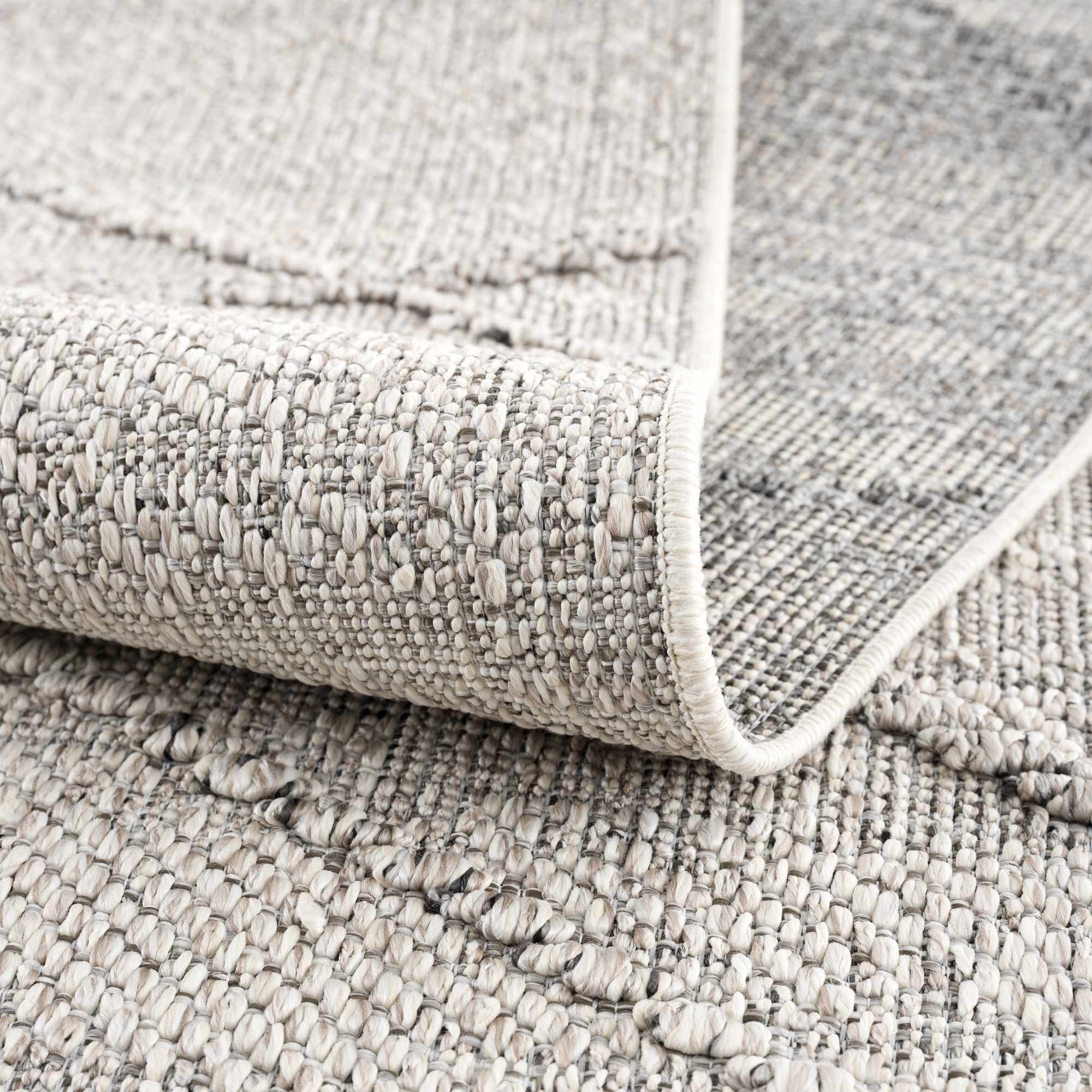 Baqer Bone & Taupe Indoor/Outdoor Area Rug | Crosshatch Design – Hauteloom
