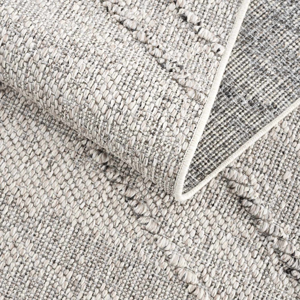 Baqer Bone & Taupe Indoor/Outdoor Area Rug | Crosshatch Design – Hauteloom