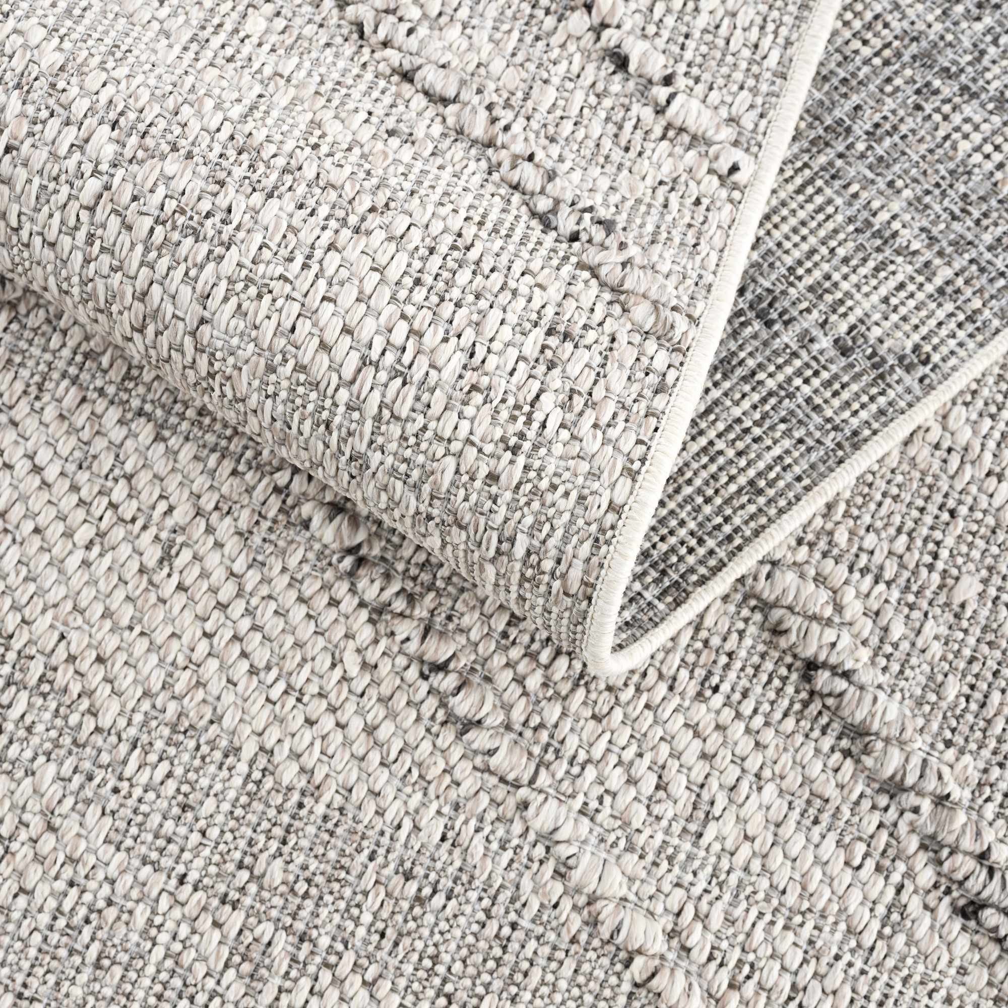Baqer Bone & Taupe Indoor/Outdoor Area Rug | Crosshatch Design – Hauteloom