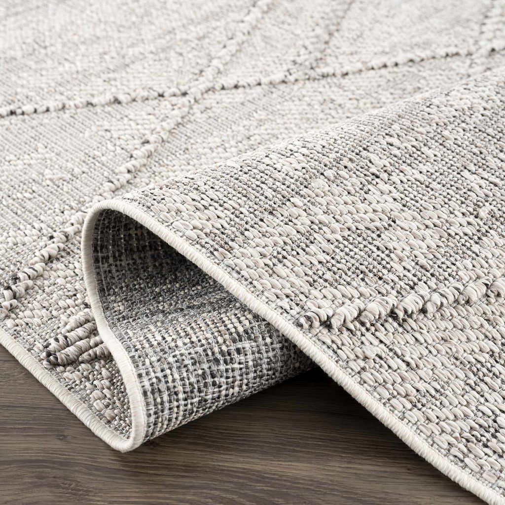 Baqer Bone & Taupe Indoor/Outdoor Area Rug | Crosshatch Design – Hauteloom