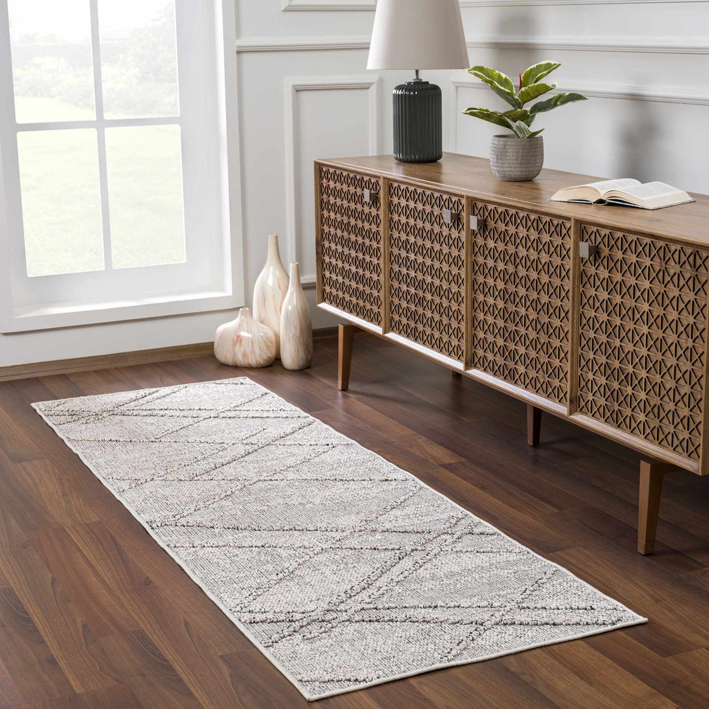 Baqer Bone & Taupe Indoor/Outdoor Area Rug | Crosshatch Design – Hauteloom
