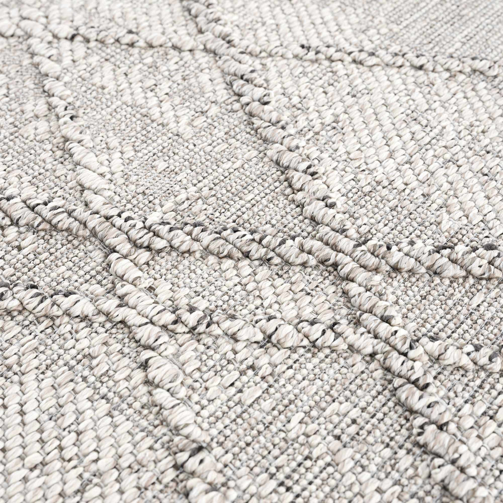 Baqer Bone & Taupe Indoor/Outdoor Area Rug | Crosshatch Design – Hauteloom