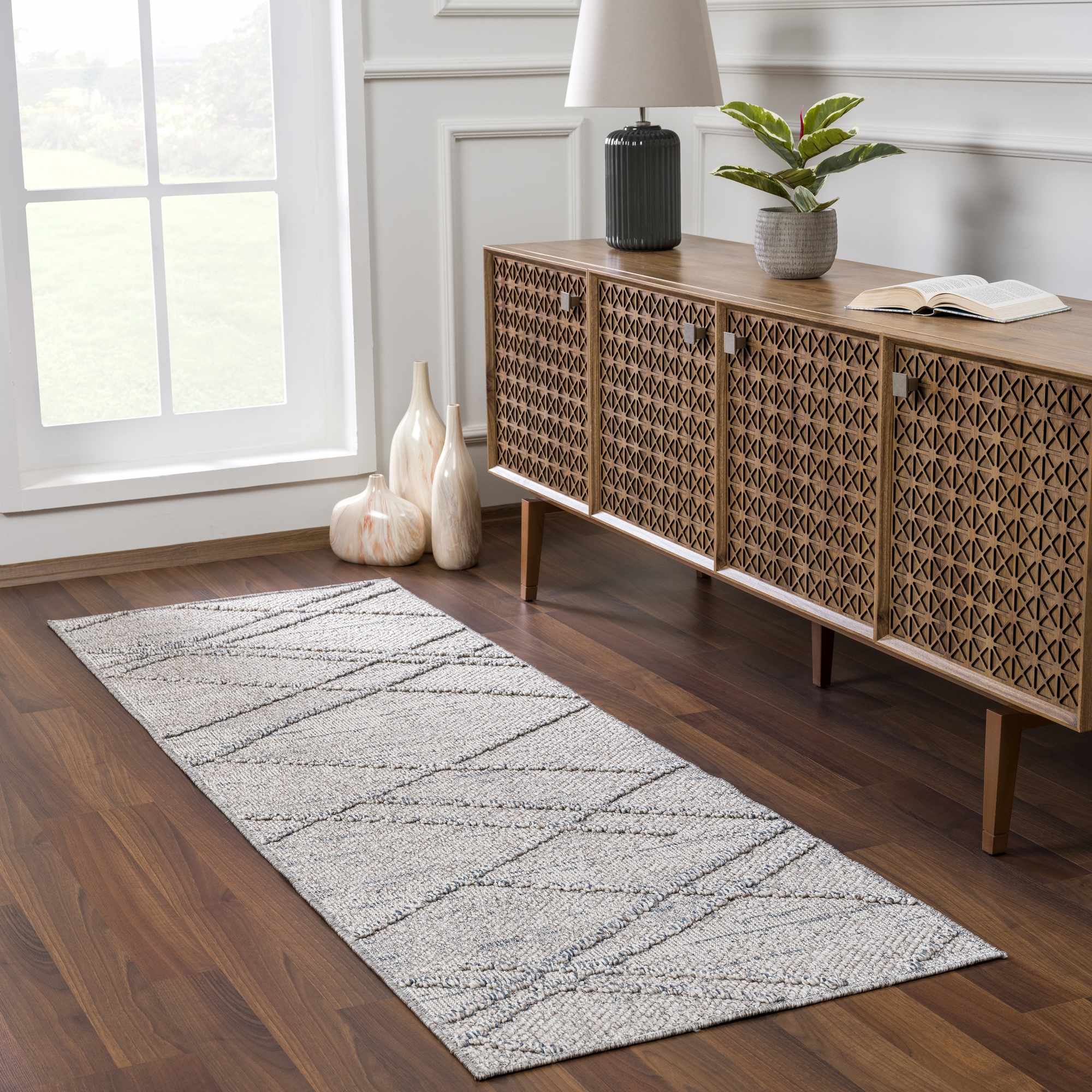 Baqer Taupe & Gray Indoor/Outdoor Area Rug | Crosshatch Design