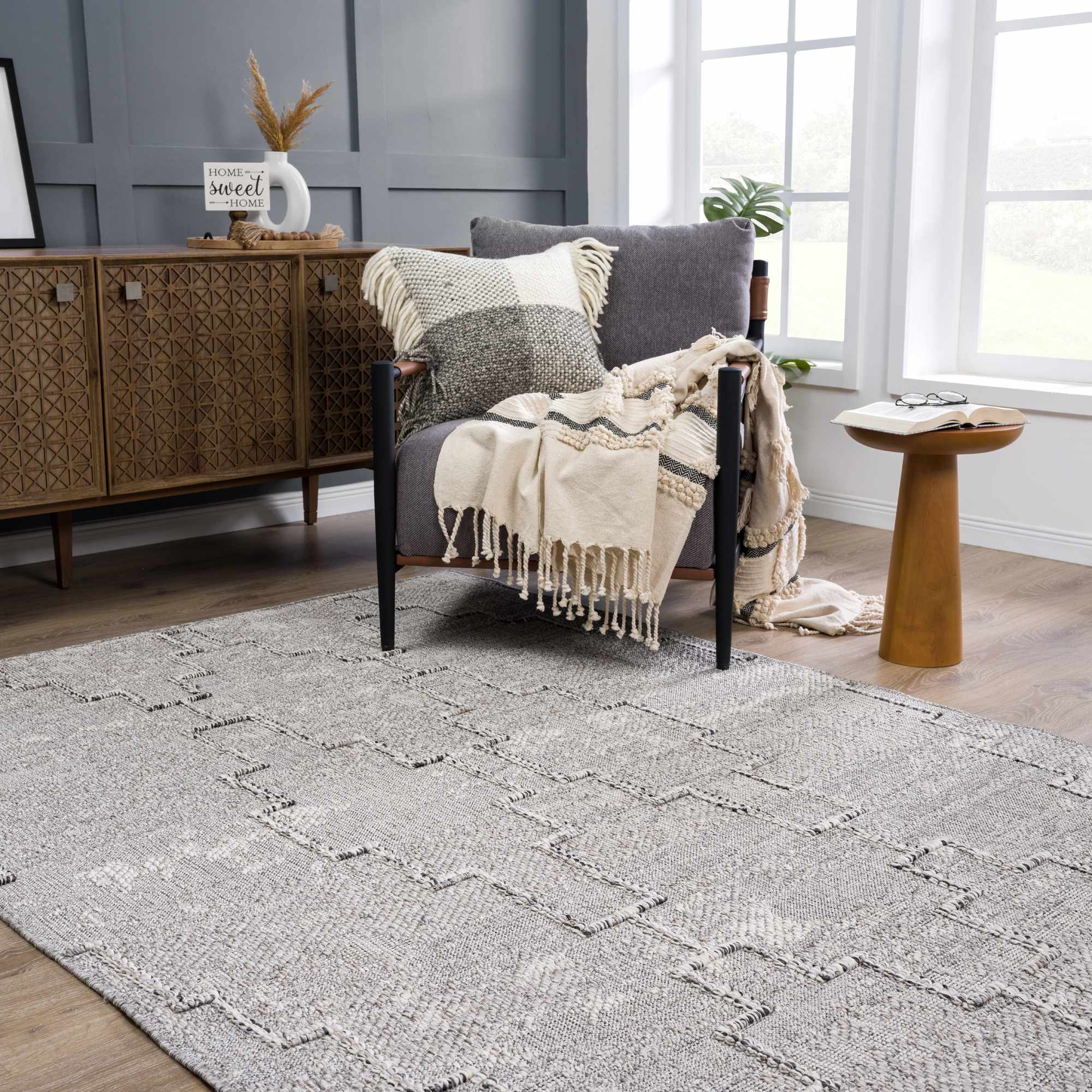 Butch Gray Area Rug | Aztec-Inspired Design