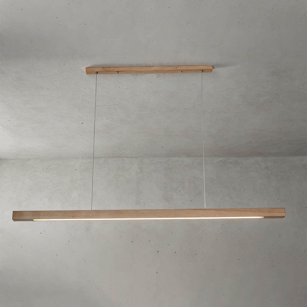 Saviro Linear Wood Pendant Light | LED Bar Island Hanging Lamp