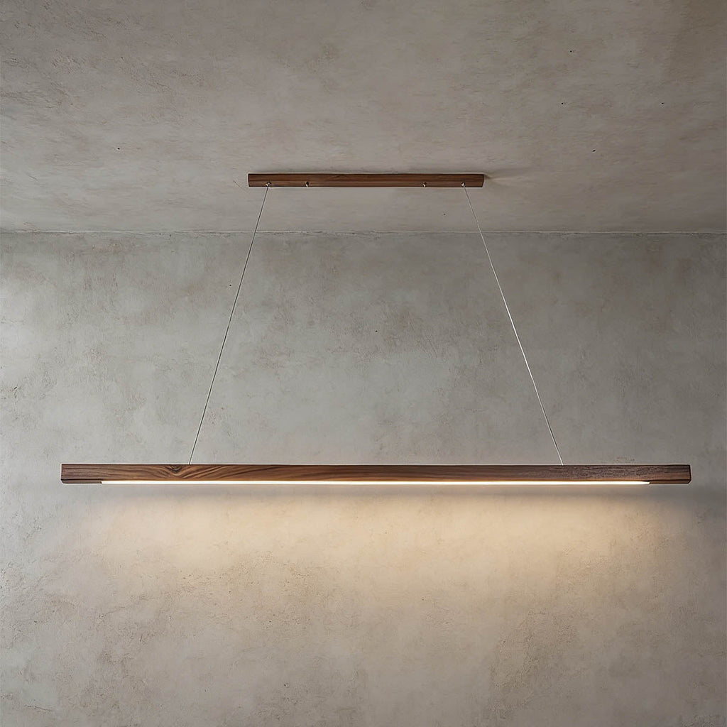 Saviro Linear Wood Pendant Light | LED Bar Island Hanging Lamp