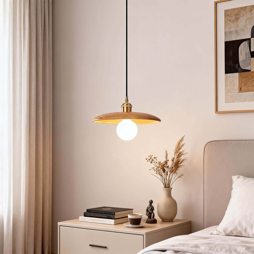 Serilo Wood Disc Pendant Light | Boho Multi-Size Hanging Lamp