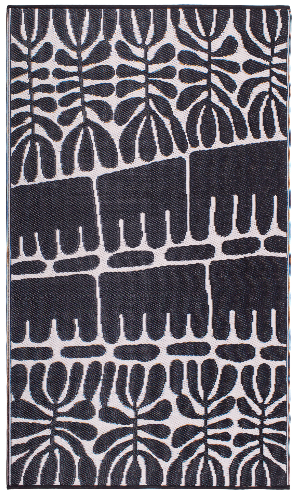 Serowe Black & White Outdoor Rug | Tribal Double-Sided Design