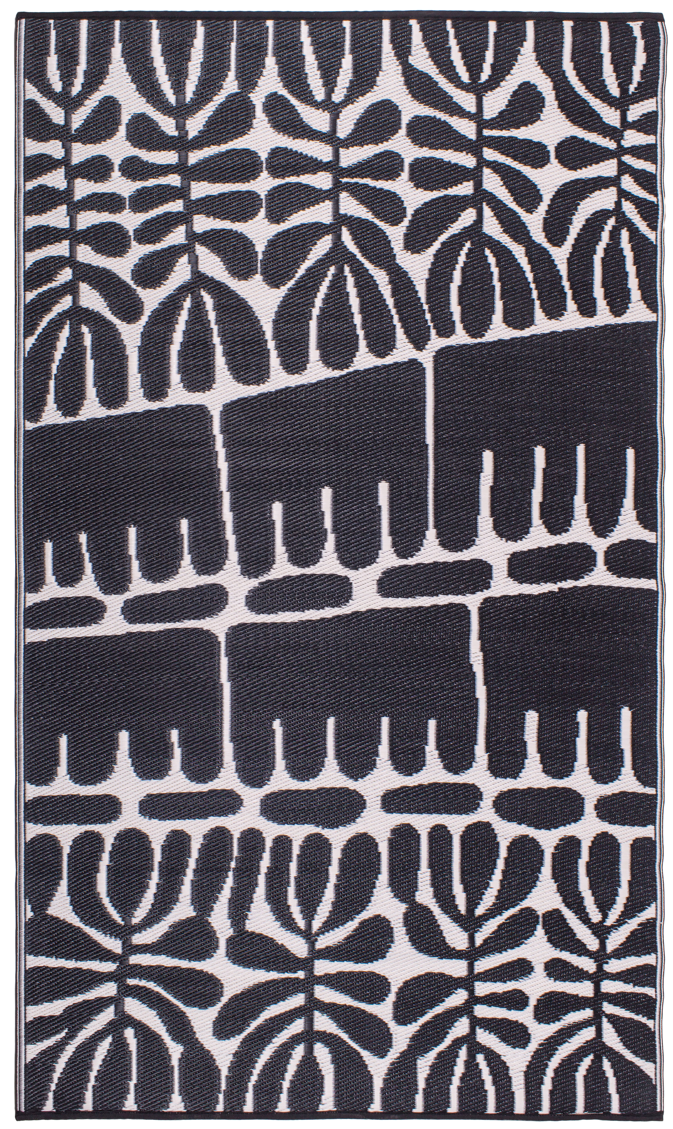 Serowe Black & White Outdoor Rug | Tribal Double-Sided Design
