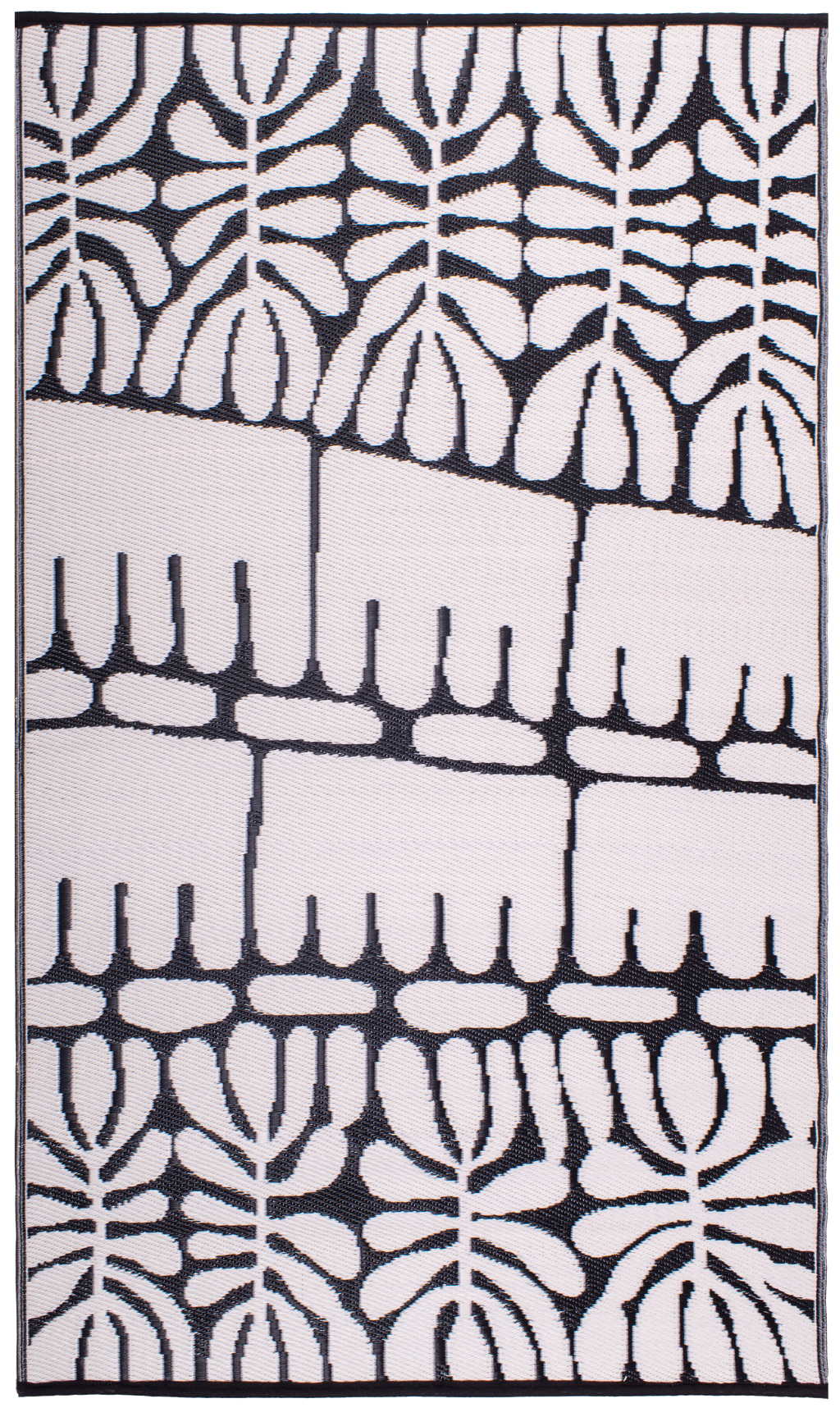 Serowe Black & White Outdoor Rug | Tribal Double-Sided Design