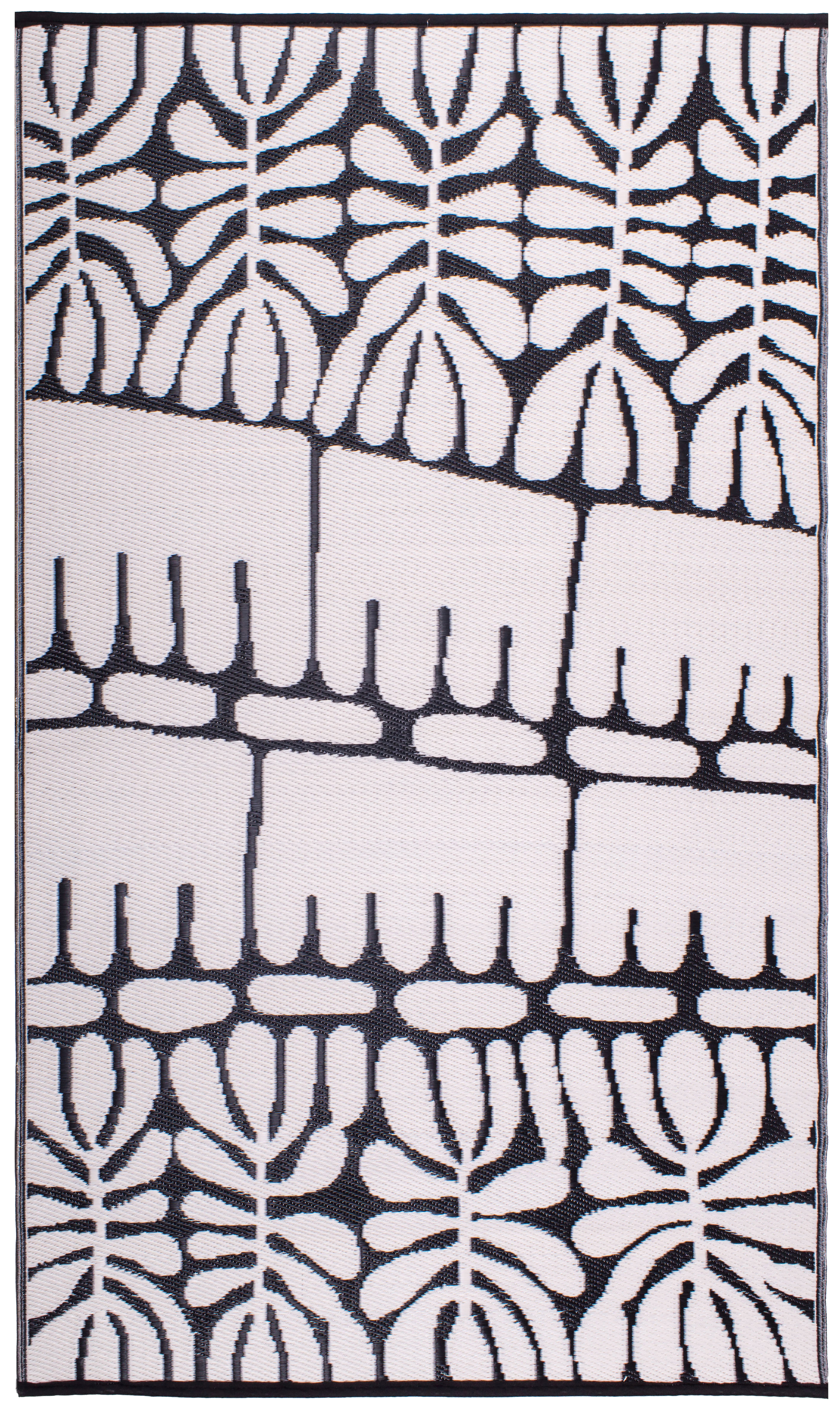 Serowe Black & White Outdoor Rug | Tribal Double-Sided Design