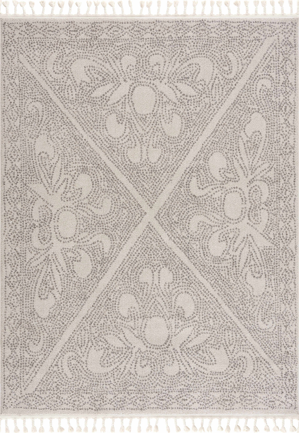 Birdwood Cream & Brown Area Rug | Dot & Floral Pattern Design – Hauteloom
