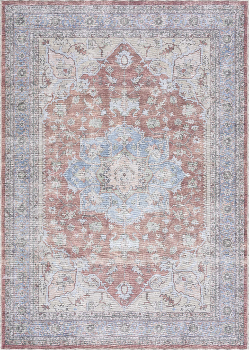 Bagamanoc Brown Medallion Washable Area Rug | Persian & Turkish-Inspired Design – Hauteloom