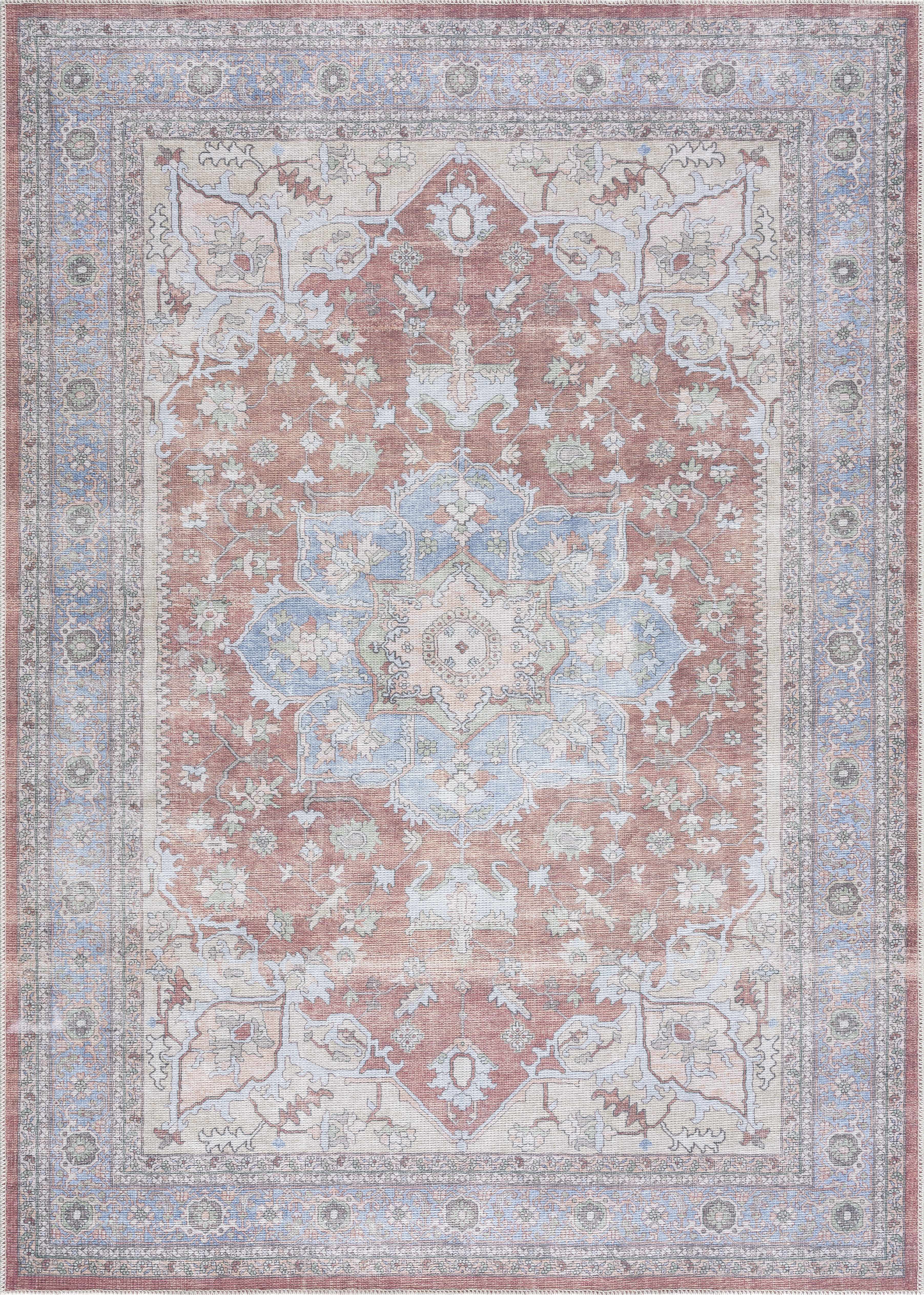 Bagamanoc Brown Medallion Washable Area Rug | Persian & Turkish-Inspired Design – Hauteloom