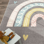 Rainbow & Hearts Grey Design