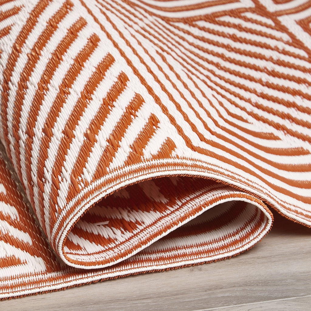 Tokyo Burnt Orange Outdoor Rug | Stripe-on-Stripe Double-Sided Design