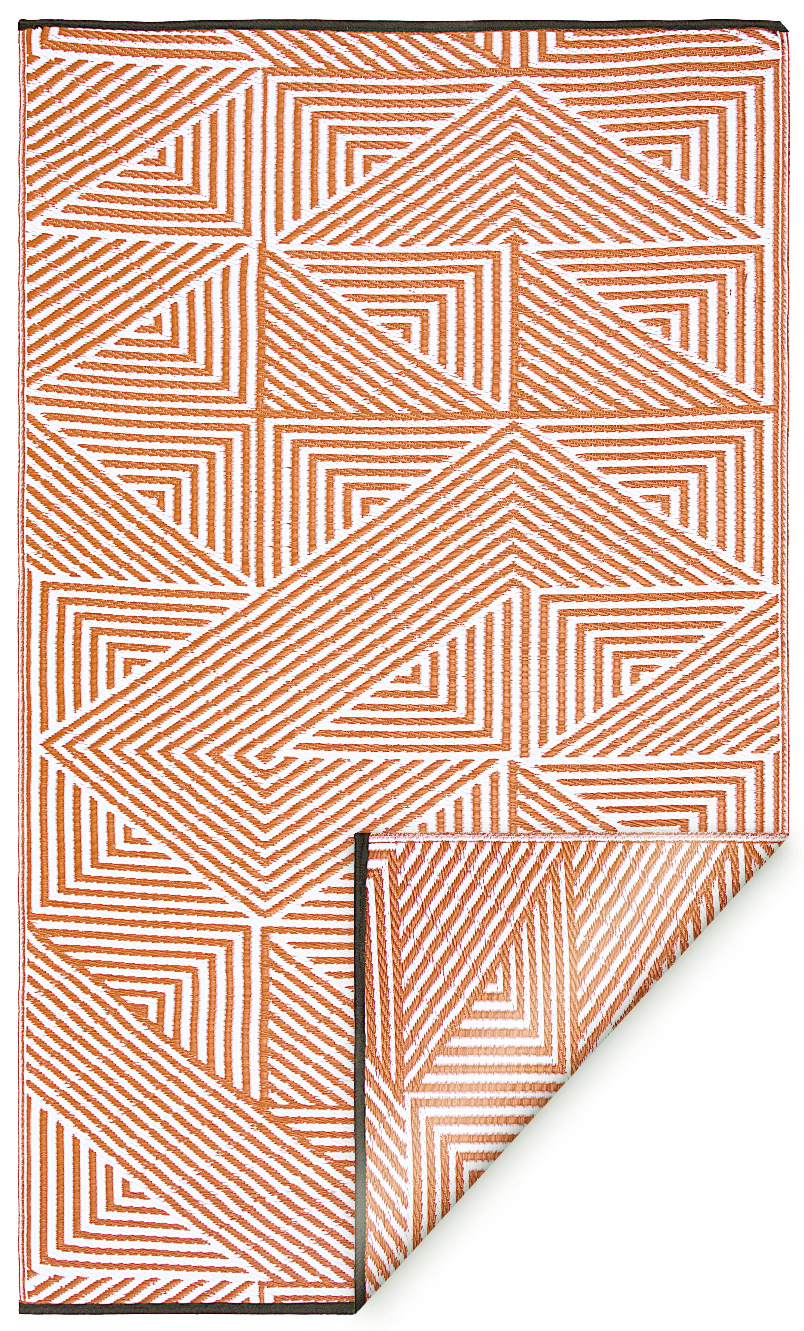 Tokyo Burnt Orange Outdoor Rug | Stripe-on-Stripe Double-Sided Design