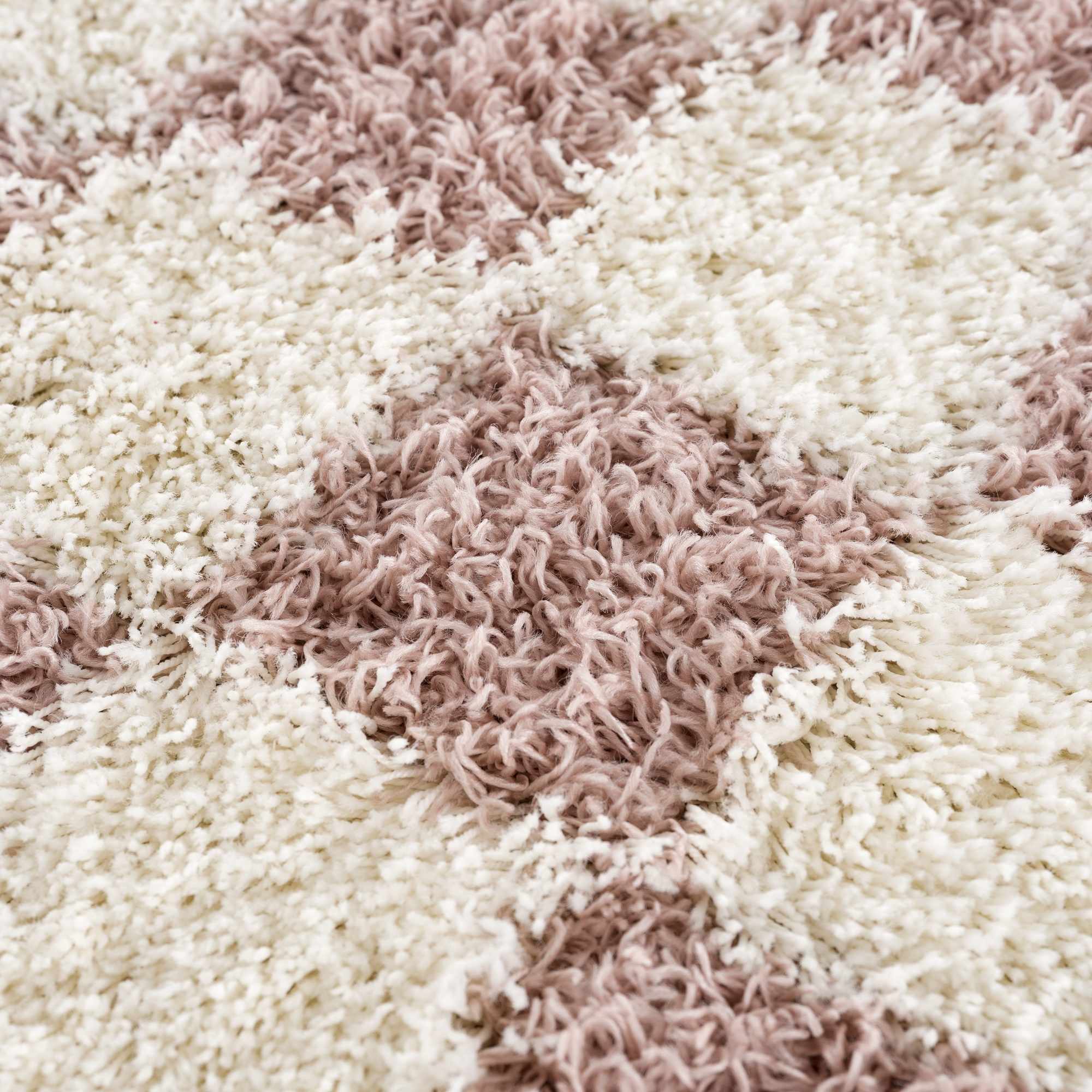 Atira Pink & White Checkered Shag Area Rug | Playful Design