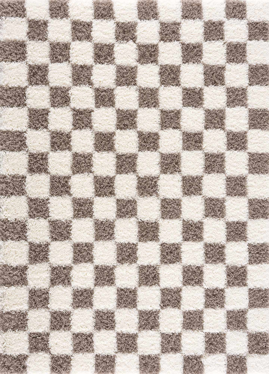 Atira Brown Checkered Area Rug | Warm Plush Geometric Rug – Boutique Rugs