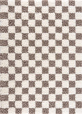 Atira Brown Checkered Area Rug | Warm Plush Geometric Rug – Boutique Rugs