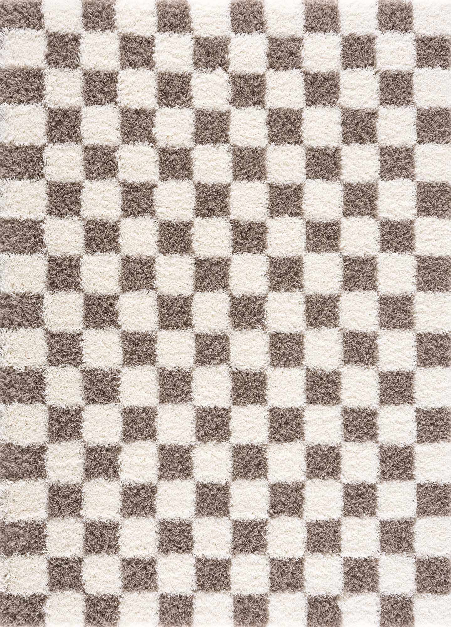 Atira Brown Checkered Area Rug | Warm Plush Geometric Rug – Boutique Rugs