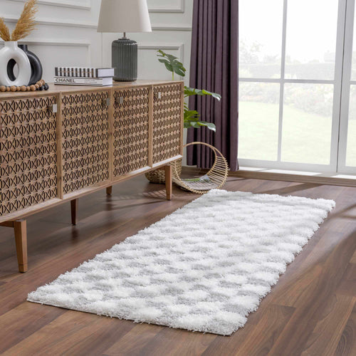 Atira Gray Checkered Shag Area Rug