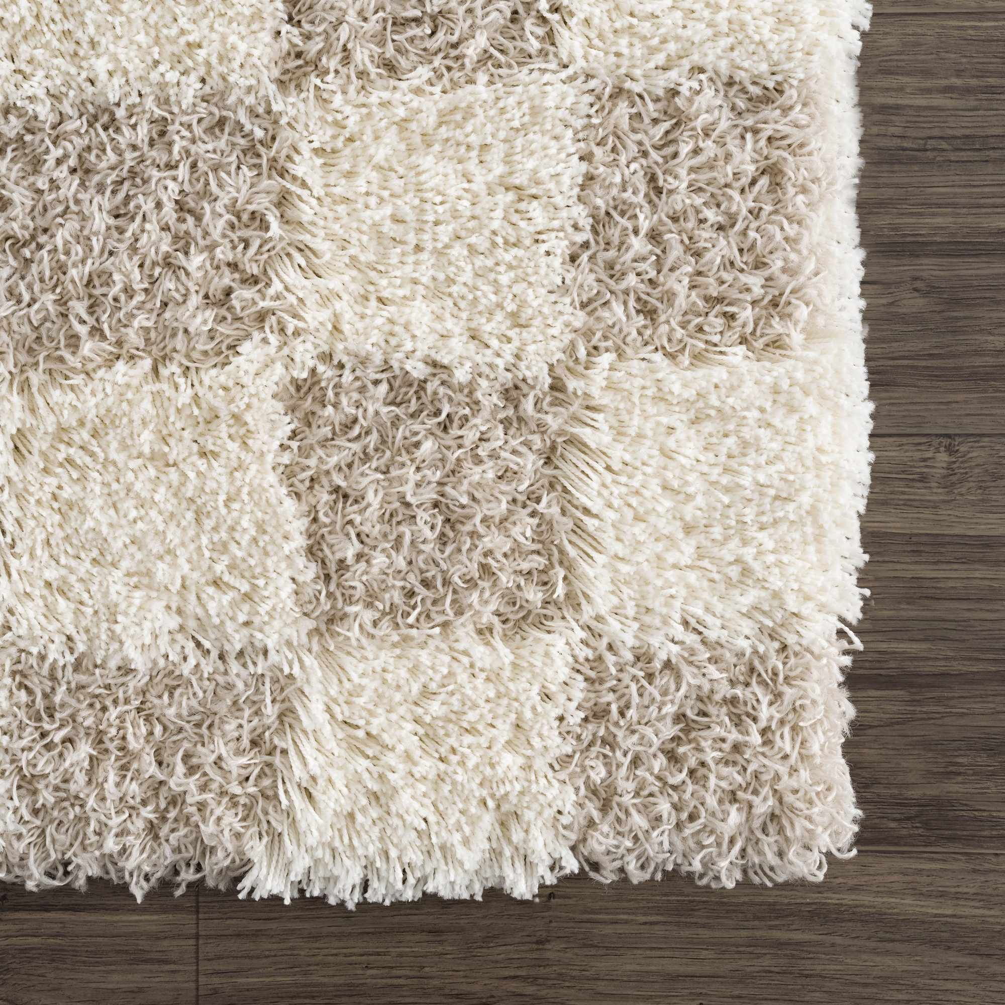 Atira Light Brown Checkered Area Rug | Plush Geometric Rug – Boutique Rugs