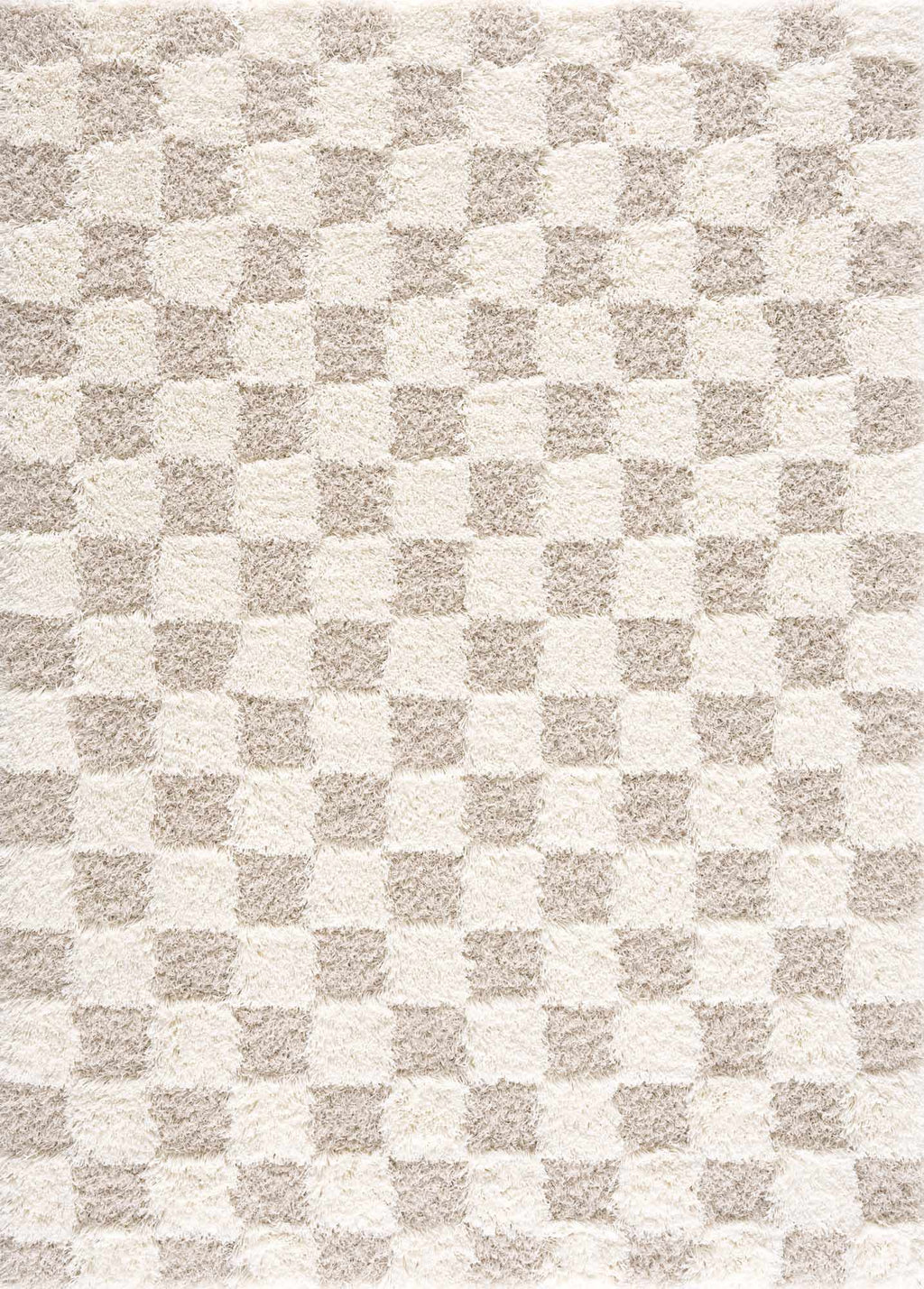 Atira Light Brown Checkered Area Rug | Plush Geometric Rug – Boutique Rugs
