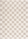 Atira Light Brown Checkered Area Rug | Plush Geometric Rug – Boutique Rugs