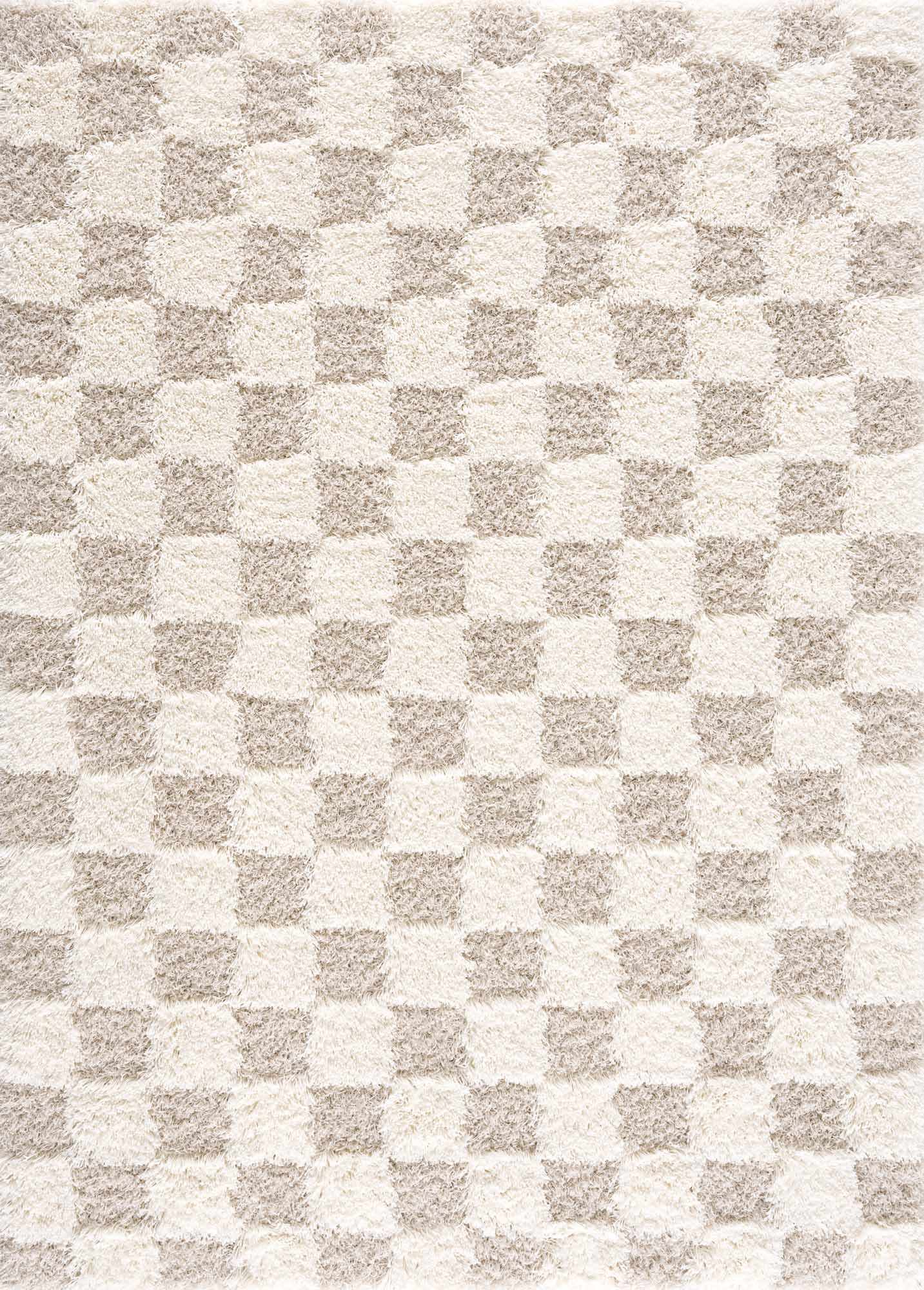 Atira Light Brown Checkered Area Rug | Plush Geometric Rug – Boutique Rugs