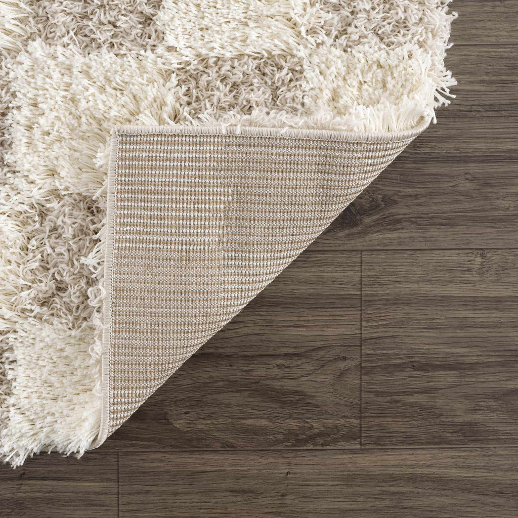 Atira Light Brown Checkered Area Rug | Plush Geometric Rug – Boutique Rugs