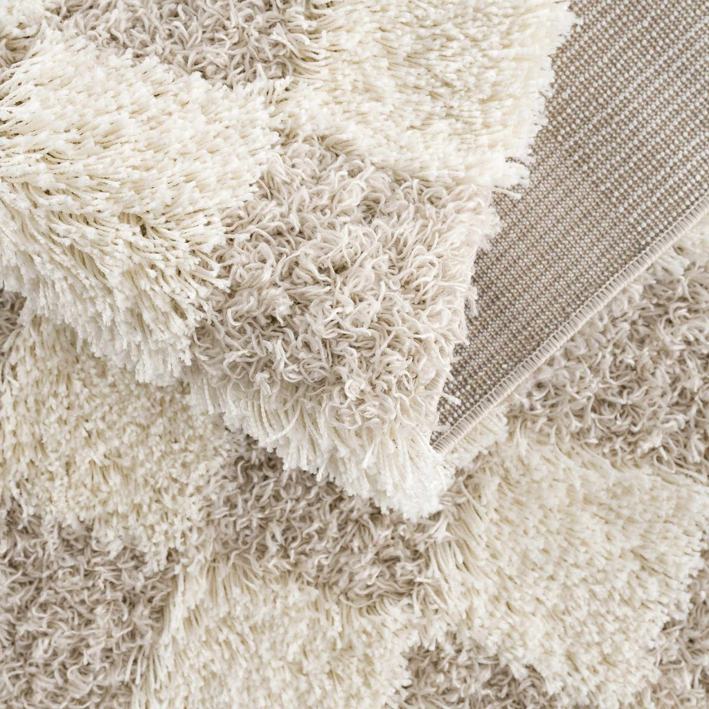 Atira Light Brown Checkered Area Rug | Plush Geometric Rug – Boutique Rugs