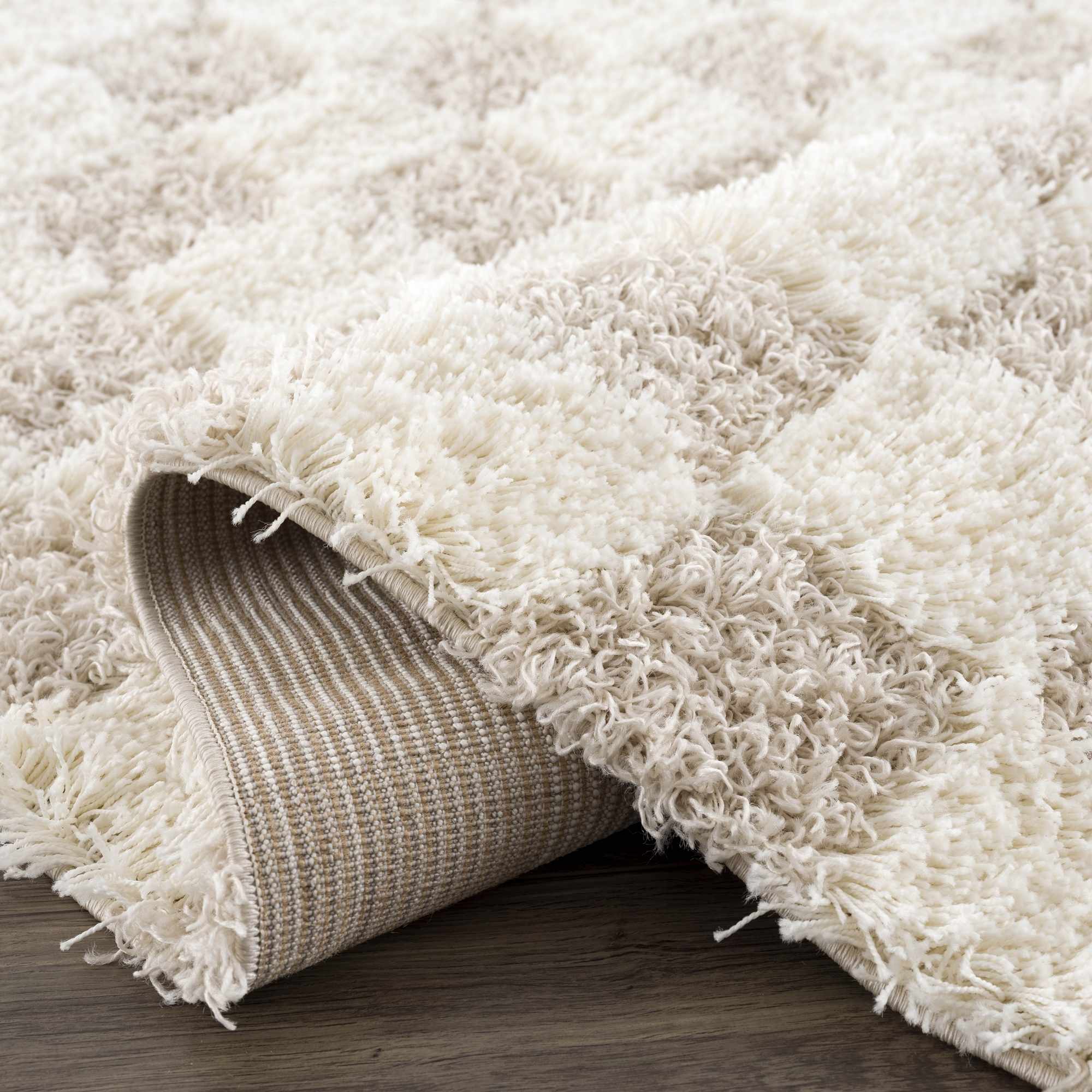Atira Light Brown Checkered Area Rug | Plush Geometric Rug – Boutique Rugs